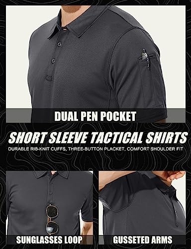 MAGCOMSEN Men's Golf Shirts Short Sleeve Light Shirts Fishing Shirts Pique Tactical Polo Shirts Grey S - Image 5