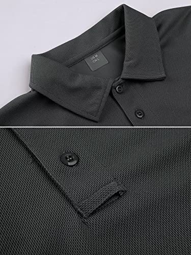 MAGCOMSEN Men's Golf Shirts Short Sleeve Light Shirts Fishing Shirts Pique Tactical Polo Shirts Grey S - Image 2
