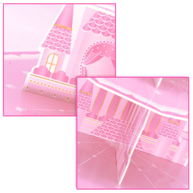KALEFO Princess Party Supplies 3 Tier Cupcake Stand Girl Birthday Decorations Pink Castle Cake Treat Table Decor(Princess) - Image 2