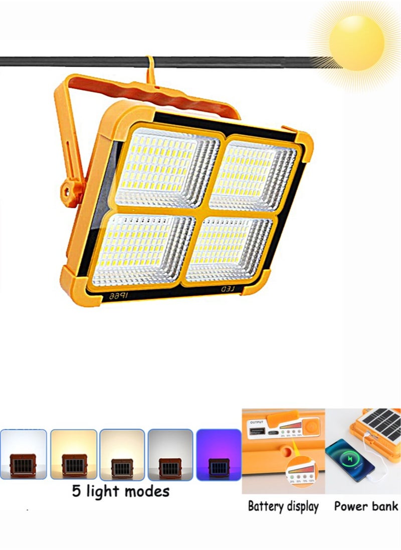 Golden Rose Waterproof Solar Light,5 lighting modes,Led Light Rechargeable power bank,Portable Ultra Bright Floodlight,Cordless Light Floor Standing Hangable For Power Outage Emergency Light outdoor Camping  - Image 1