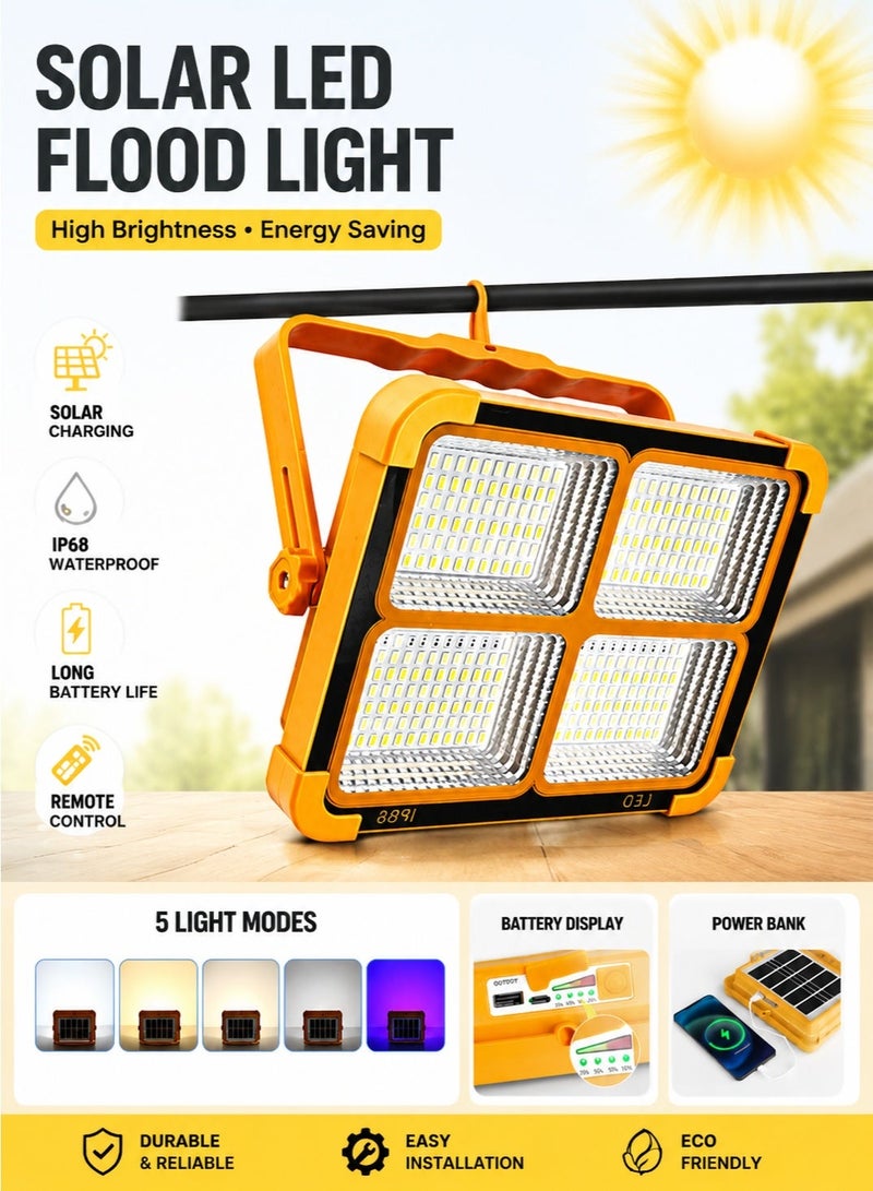 Waterproof Solar Emergency Light – Portable Rechargeable LED Camping Lantern with Power Bank, 5 Lighting Modes, USB & Solar Charging for Power Outage, Home Backup & Outdoor Use - Image 1