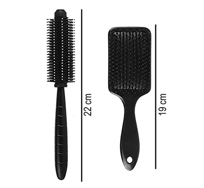 GITGRNTH 2-Piece Hair Brush Set - Paddle Brush and Round Hair Brush for Detangling, Styling, and Smoothing - Ideal for All Hair Types, Wet or Dry Hair - Anti-Static, Heat-Resistant, Lightweight Design (2 Pieces [Paddle + Round Brush]) - Image 2
