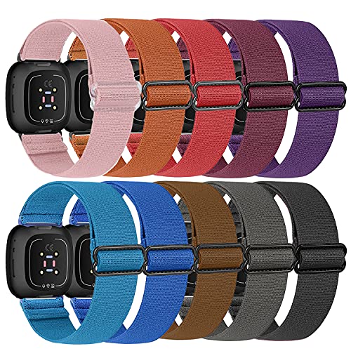 ShuYo Nylon Watch Bands Compatible with Fitbit Sense & Versa 3, Soft Pattern Replacement Band for Women Men Compatible with Fitbit Sense/Versa 3 Smart Watch(10 Pack) - Image 1