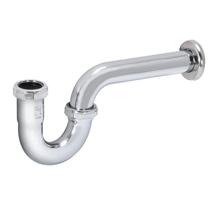 EZ-Flo EZFLO 114 Inch PTrap with Flange 17Gauge Brass Slip Joint Connection Polished Chrome 35099