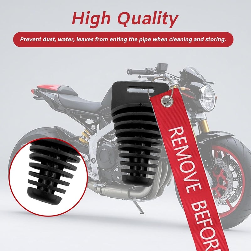 Hoedia Muffler Exhaust Wash Plug, 2 Pack Wash Plugs with 2 Streamers, Fit most 2 Stroke 4 Stroke Motorcycle Bikes with Rubber Exhaust Silencer - Image 5
