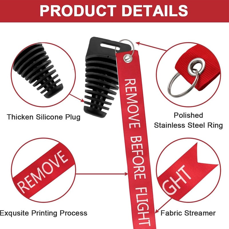 Hoedia Muffler Exhaust Wash Plug, 2 Pack Wash Plugs with 2 Streamers, Fit most 2 Stroke 4 Stroke Motorcycle Bikes with Rubber Exhaust Silencer - Image 4