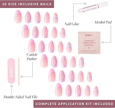 Glamnetic Glamnetic Press On Nails Wild Card Opaque UV Finish Short Pointed Almond Shape Reusable Pastel Nails in 12 Sizes 24 Nail Kit with Glue  - Image 4