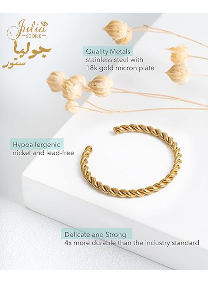 Julia Store Best Selling Cuff Bangle Gold Plated Stainless Steel Bracelets Tie The Knot Love Bracelet for Bridesmaid Gifts | 18K Gold Plated, Adjustable Best Friend Bracelets By Julia Store - Image 1