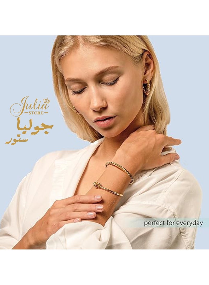Julia Store Best Selling Cuff Bangle Gold Plated Stainless Steel Bracelets Tie The Knot Love Bracelet for Bridesmaid Gifts | 18K Gold Plated, Adjustable Best Friend Bracelets By Julia Store - Image 3