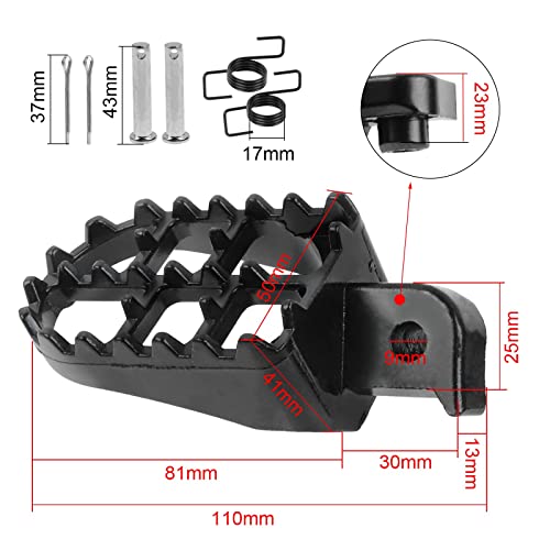 FLYPIG فلايبج مقاعد قدم من الألمنيوم للدراجات الترابية 50 70 90 110 PW50 TW200 XR50R XR70 CRF50 CRF50F CRF70 CRF70F CRF80 CRF80F CRF100F KLX110 TT225S أسود - Image 2