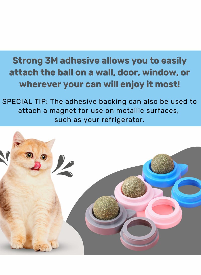 KASTWAVE Catnip Ball, Pet Catnip Toy, Edible Cat Licking Toy, Cat Chew Toy, Teeth Cleaning Cat Bite Toy, Rotatable Indoor Cat Toy Cat Wall Decoration - Image 4
