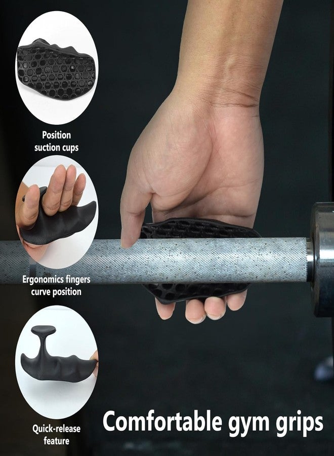 Suicune Gym Hand Grips, Weight Lifting Grips with Storage Box, Fingerless Workout Gloves for Palm Protection, Anti-Slip Silicone Gym Grip for Training and Exercise, Dumbbell, Deadlifts, Pull-Ups - Image 4