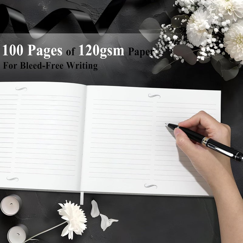 SUNEE Funeral Guest Book for Memorial & Funeral Services – in Loving Memory Funeral Book, Celebration of Life Guest Book with 100 Lined Pages, Table Sign, Ribbon Bookmark and Linen Hardcover, Beige - Image 3