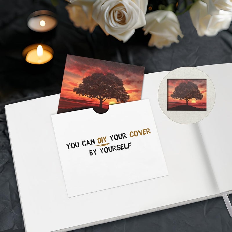 SUNEE Funeral Guest Book for Memorial & Funeral Services – in Loving Memory Funeral Book, Celebration of Life Guest Book with 100 Lined Pages, Table Sign, Ribbon Bookmark and Linen Hardcover, Beige - Image 2