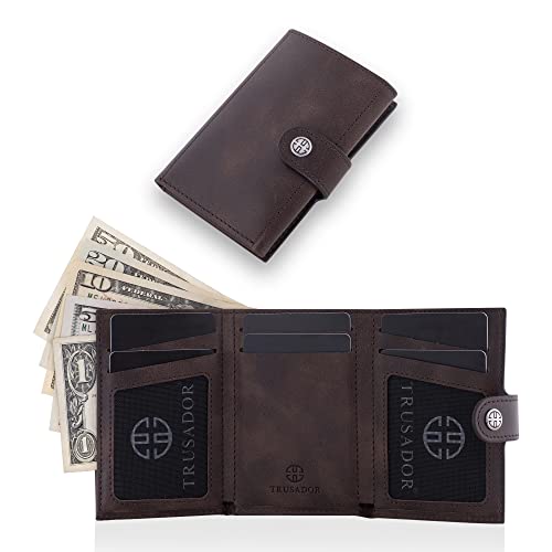 TRUSADOR Venice Men & Women Leather Trifold Wallets RFID Blocking Front Pocket Wallet (Brown Vintage, With Coin Pocket) - Image 4