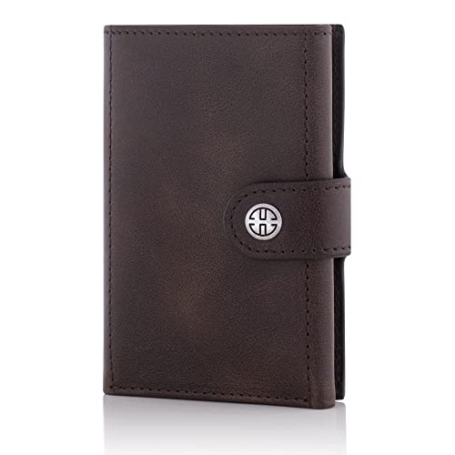 TRUSADOR Venice Men & Women Leather Trifold Wallets RFID Blocking Front Pocket Wallet (Brown Vintage, With Coin Pocket) - Image 1