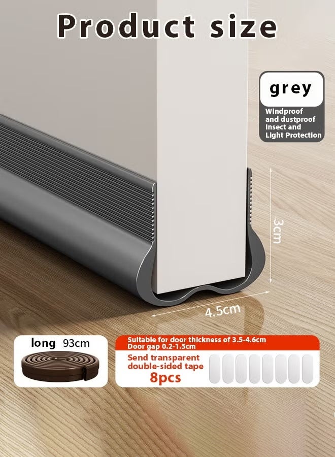 Door Draft Stopper – 93CM Self-Adhesive Under Door Rubber Seal, Draft Stoppers for Exterior & Interior Doors, Noise Reduction & Weatherproof Door Bottom Gap Strip, Bedroom Silent Foot Gap Barrier, Glass Door Seal, Door Gap Windbreak Strip, Door Bottom Sealing for Door Frame - Image 2