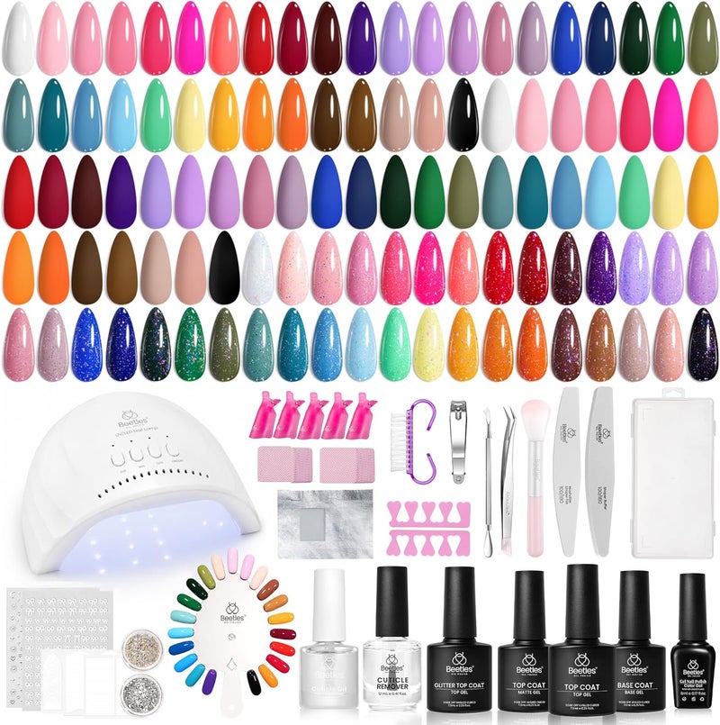 beetles Gel Polish Beetles Gel Nail Polish Kit with U V Light, 68 Pcs Gel Nail Kit 35 Colors Emotional Spectrum with Base Matte&Glossy Top Coat Soak Off Manicure Set, Women Teen Girl Christmas Gifts, Beetles Gift Spree Trendy natural assorted colors - Image 1