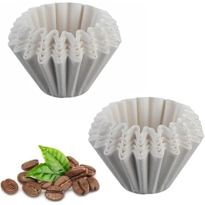 ريحني 100 قطعة ورق فلتر قهوة، سلة بيضاء قابلة للاستخدام مرة واحدة، ورق فلتر قهوة، سلة مرشحات طبيعية سميكة للمنازل التجارية، ماكينة قهوة ل 12 شخصا - Image 1