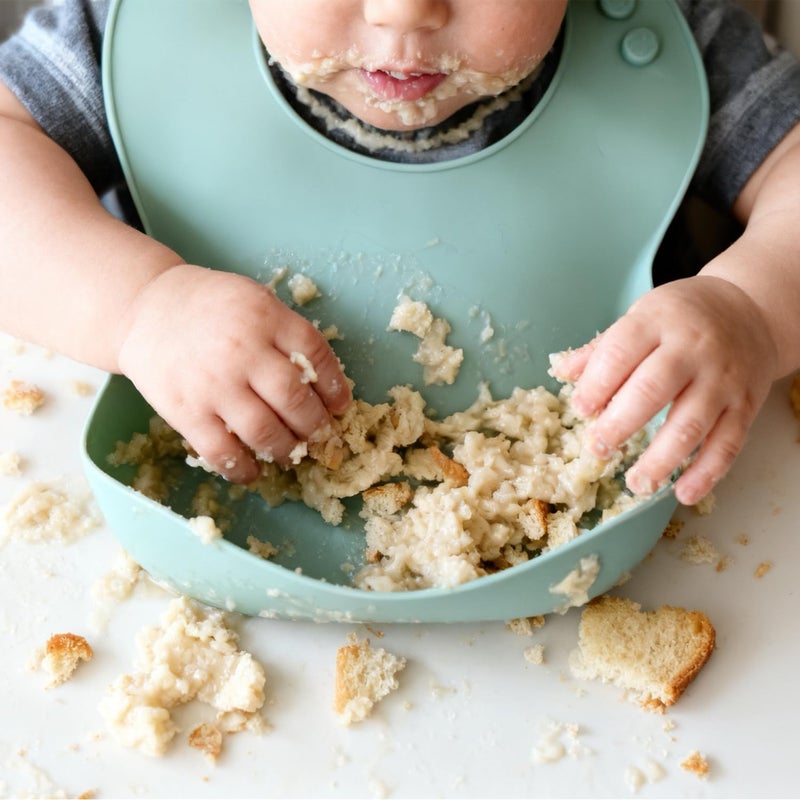Ginbear Baby Bowls with Suction, Silicone Bibs, Self Feeding Spoons, Led Weaning Supplies, Toddler Eating Set for Ages 6 Months+ (Hazy Green) - Image 4