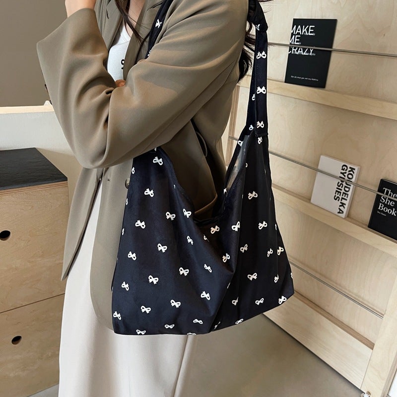 2024 Mori Style Girl'S Large Capacity Wave Dot Classic Daily Underarm Women'S Bag Shoulder Bag Nylon Cloth Bag - Image 1