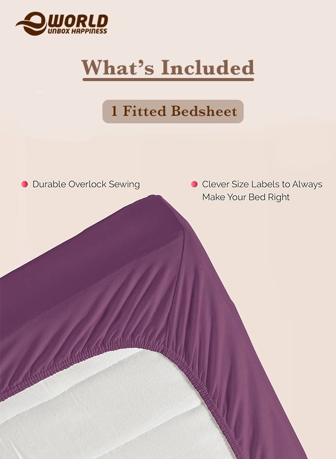 إي وورلد ملاءة سرير ميكروفايبر باللون البنفسجي بجيب عميق لتناسب محكم، قابلة للتنفس، قابلة للغسل بالغسالة للحماية المثلى، متوفرة بمقاسات كينغ، كوين وسنجل، بدون غطاء وسادة - Image 3