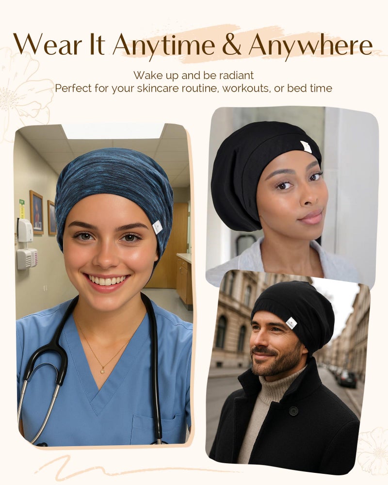 YANIBEST Silk Satin Bonnet Hair Wrap for Sleeping - Adjustable Stay on Silk Lined Slouchy Beanie Hat for Curly Hair and Braids - Image 5