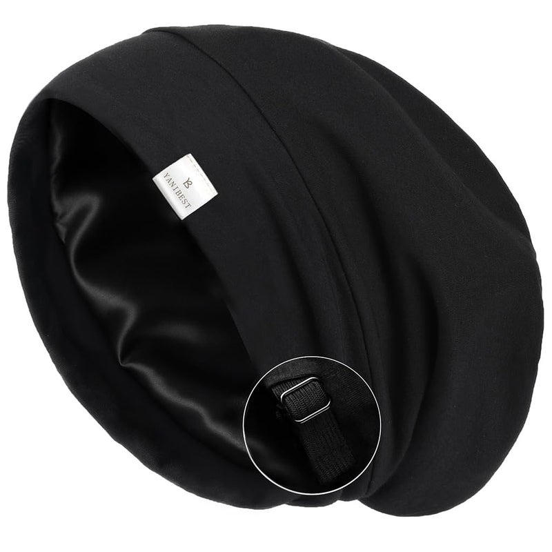 YANIBEST Silk Satin Bonnet Hair Wrap for Sleeping - Adjustable Stay on Silk Lined Slouchy Beanie Hat for Curly Hair and Braids - Image 1