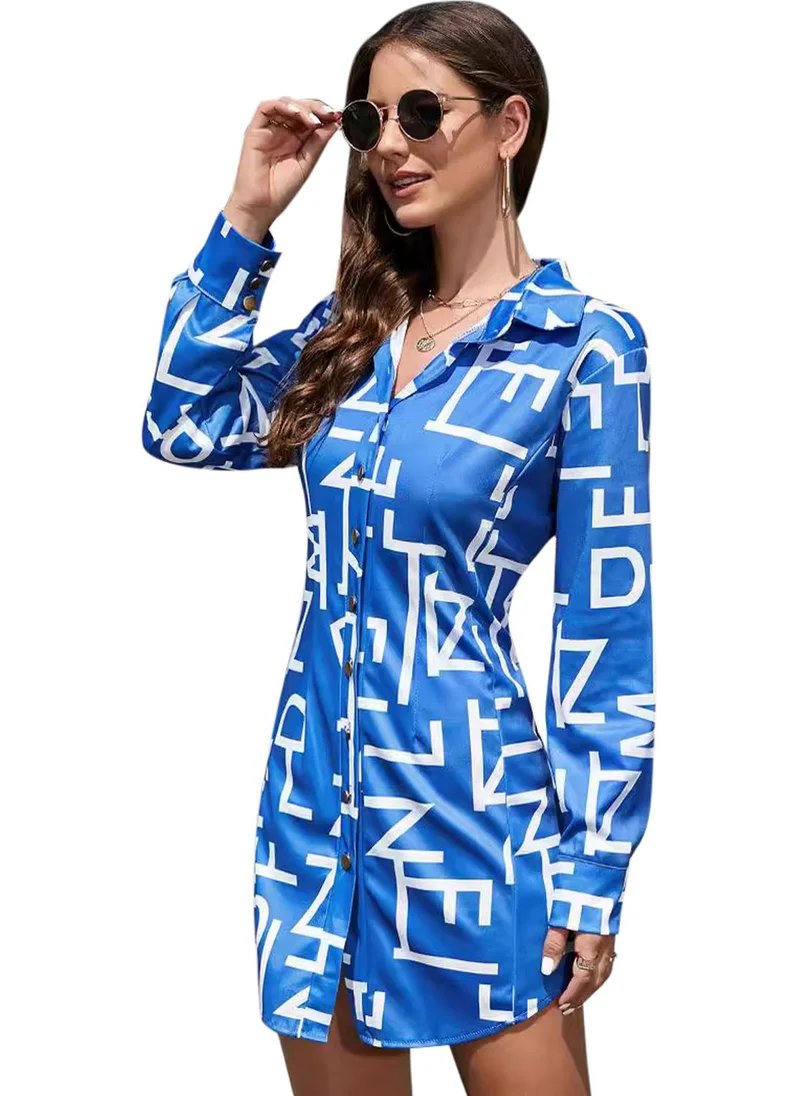 YUNIQEE Blue Printed A-Line Dress