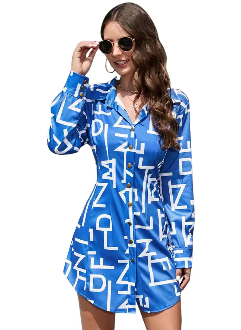 YUNIQEE Blue Printed A-Line Dress