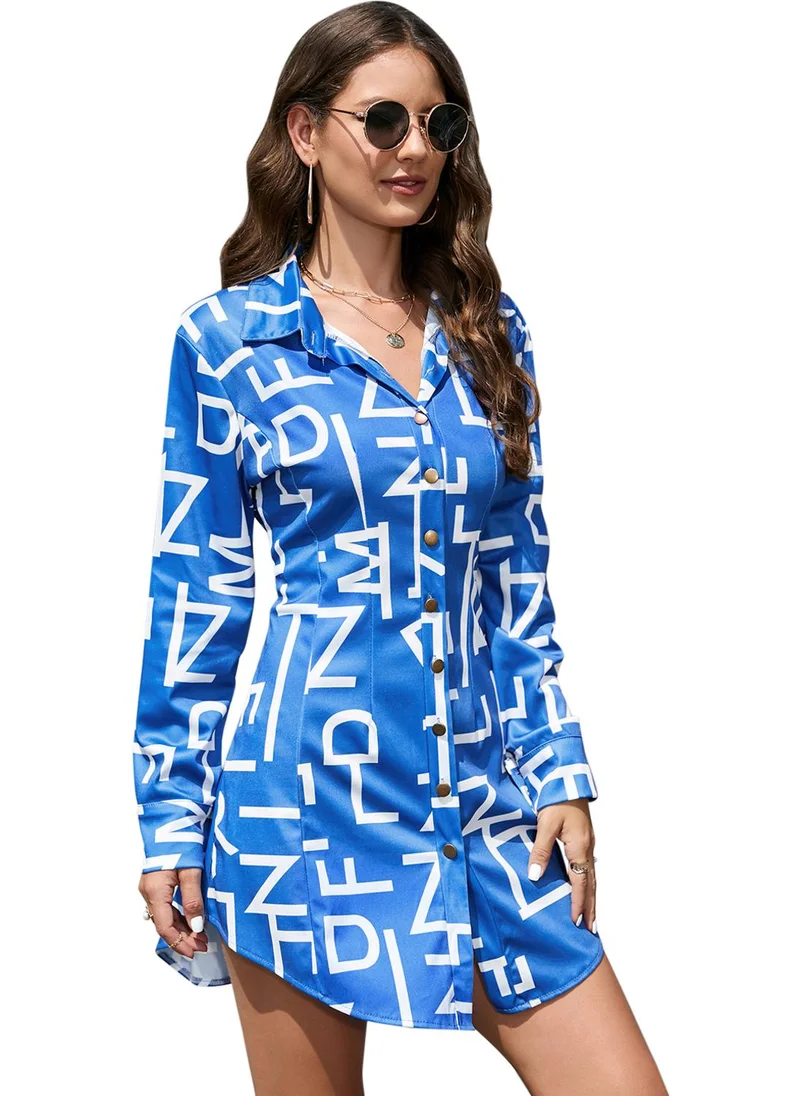 YUNIQEE Blue Printed A-Line Dress