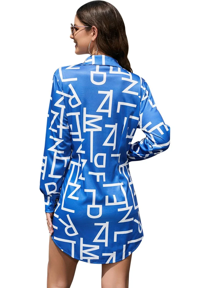 YUNIQEE Blue Printed A-Line Dress