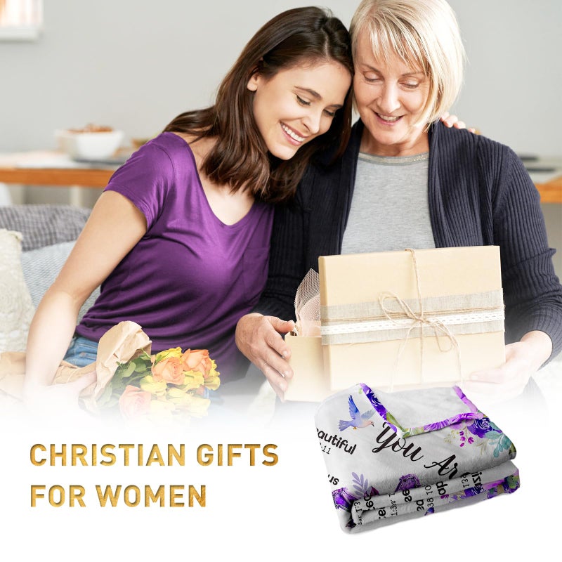 Purdicra Christian/Religious/Inspirational/Spiritual Birthday Gifts for Women, Baptism Gifts for Girl, Religious Gifts for Mom Sister Friend, Purple Blanket, Christian Throw Blanket 50" x 60" - Image 2