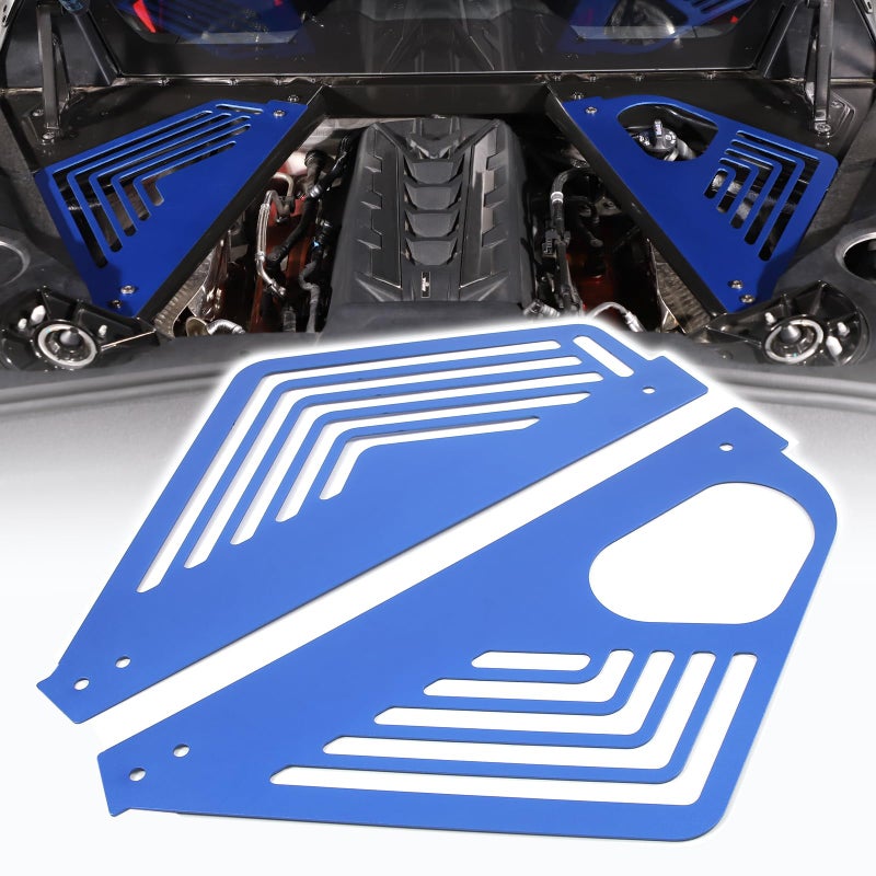 Engine Bay Panel Cover Compatible with Chevrolet Corvette C8 20202023 Aluminum Alloy Rear Engine Covers Left Right Engine Case Guards Protector Splash Shield C8 Accessories 2PCS Blue