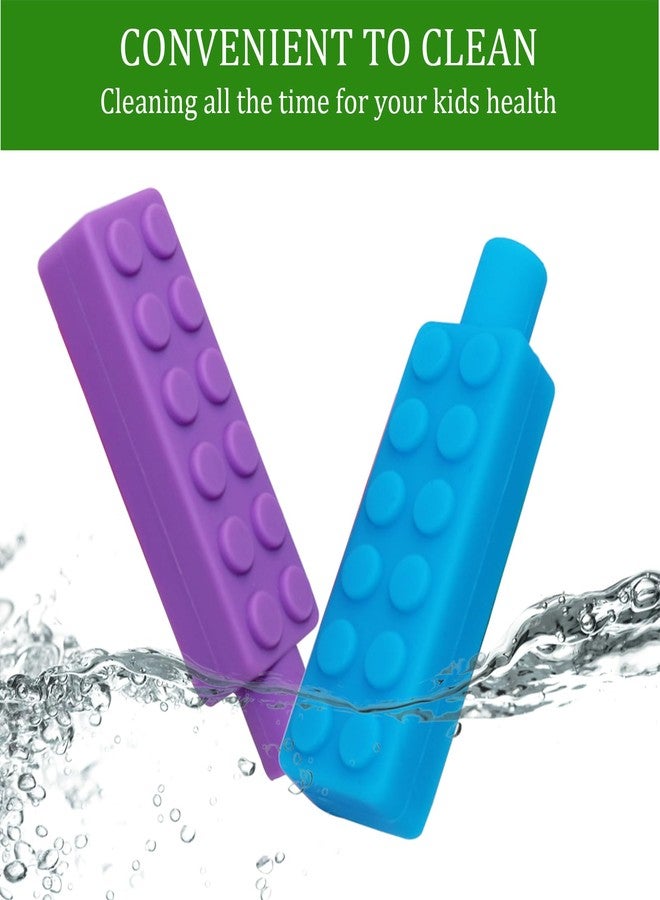 Atsky Chewable Pencil Toppers for Sensory Kids Boys and Girls (6 Pack), Silicone Rainbow Chew Toys for Chewers with Special Oral Motor Needs, Chewing Brick Tools Fidget Stim Toy for Autism Children Student - Image 3