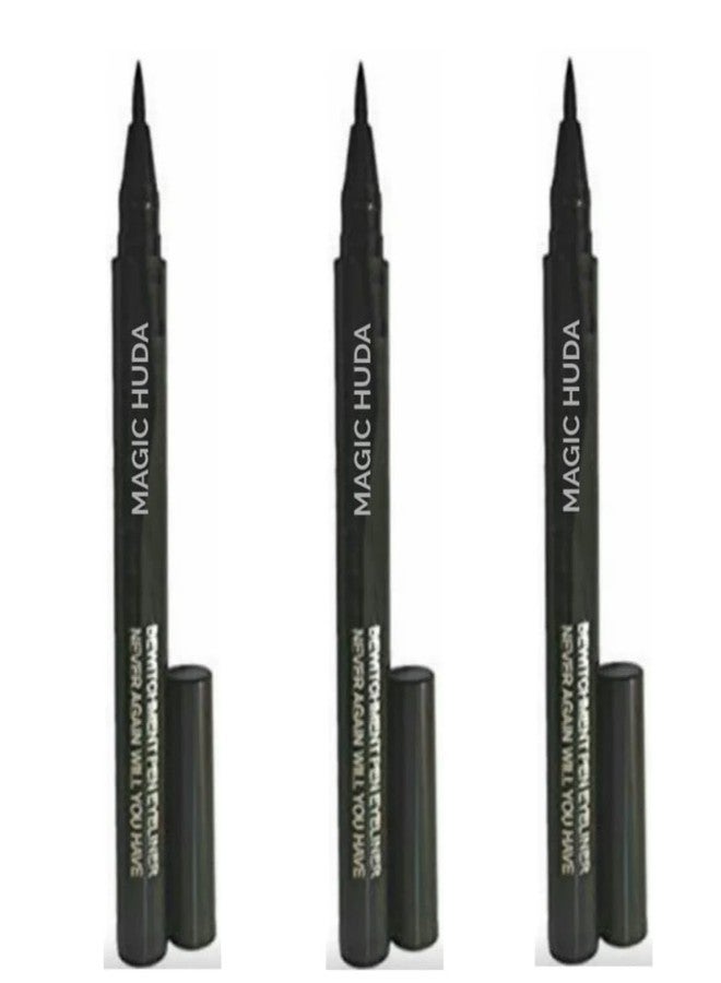 MagicHuda Magic Huda Eye Care Combo Waterproof Long Lasting Sketch Pen Eyeliner In Black Matte Finish (Pack Of 3) - Image 1