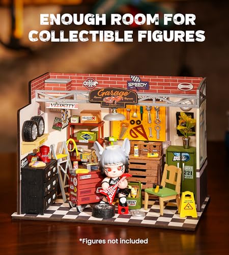 Rowood Miniature House KitDIY Miniature Dollhouse Craft Kits for AdultsMini House Kits with LEDBirthday for Ages 14Garage Workshop - Image 5