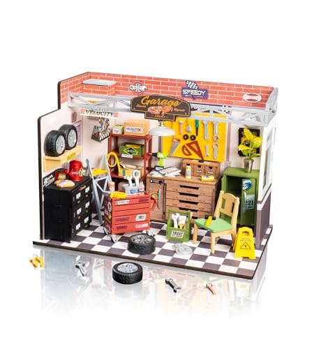 Rowood Miniature House KitDIY Miniature Dollhouse Craft Kits for AdultsMini House Kits with LEDBirthday for Ages 14Garage Workshop - Image 1