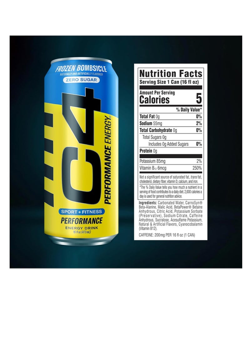 CELLUCOR C4 Frozen Bombsicle Zero Sugars Energy Drink 12 X 500ML - Image 2