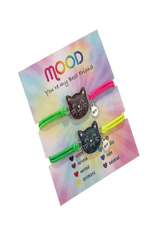 KZL Color Changing Mood Bracelet Set Cute Dinosaur Turtle Cat Butterfly Evil Eye Wrap Bracelet with Card for Women Temperature Sensing BFF Bracelets Friendship Jewelry-Cat - Image 1