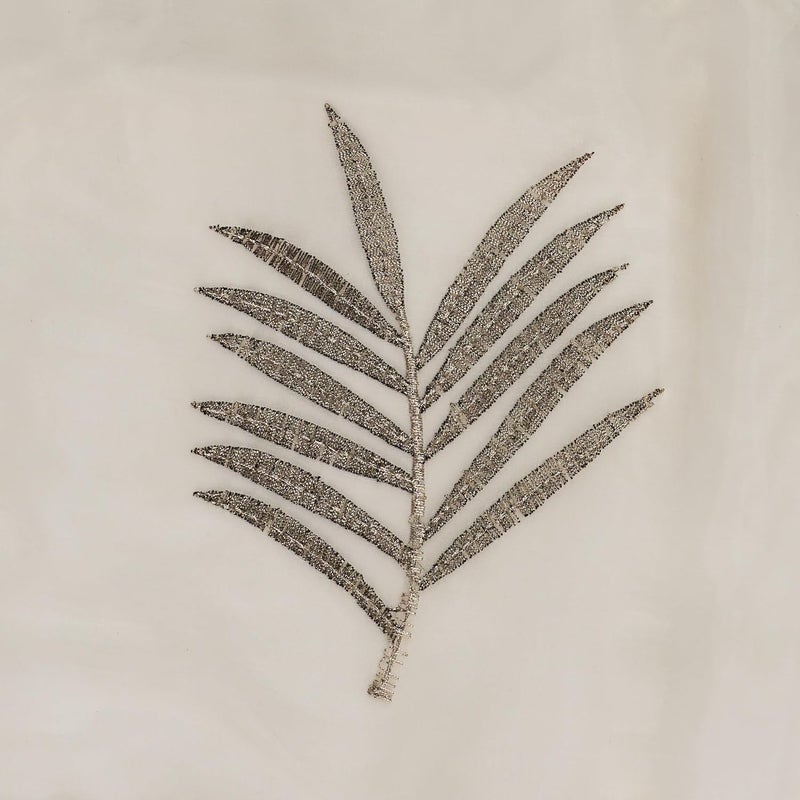 Parda Online 7Ft Golden Sheer Tissue with Embroidery Leaf Design Eyelet Window Curtain - Pack of 2 - Image 2
