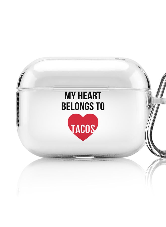 Stylizedd Classic Clear printed Case for Apple AirPods Pro 2nd Generation Thin Transparent Cover [Designed for Apple AirPods Pro 2nd Generation] - My heart belongs to tacos - Image 1