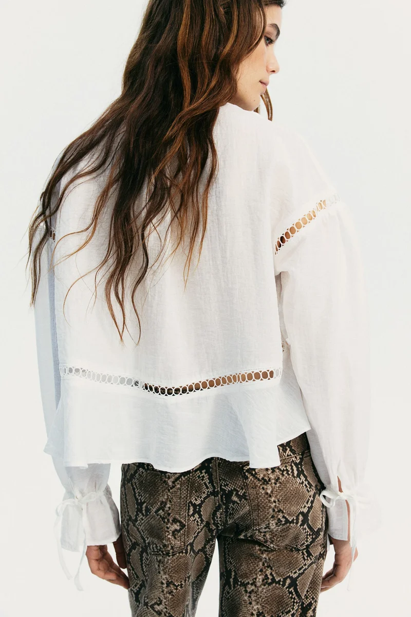 H&M Oversized lace-inset blouse