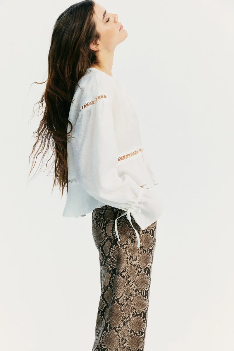 H&M Oversized lace-inset blouse