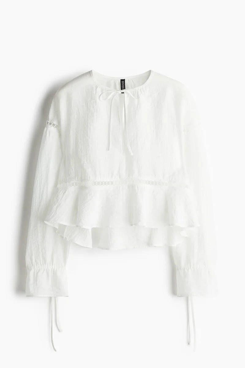 H&M Oversized lace-inset blouse