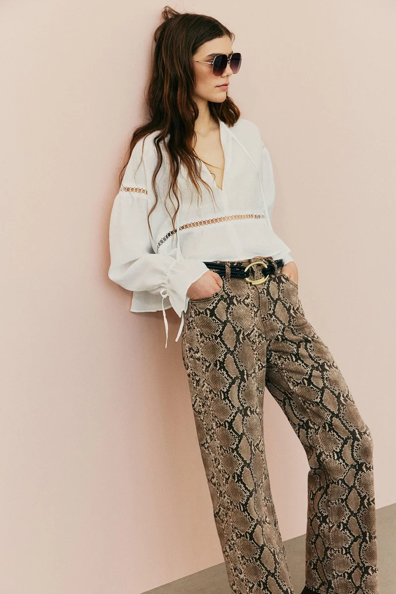 H&M Oversized lace-inset blouse