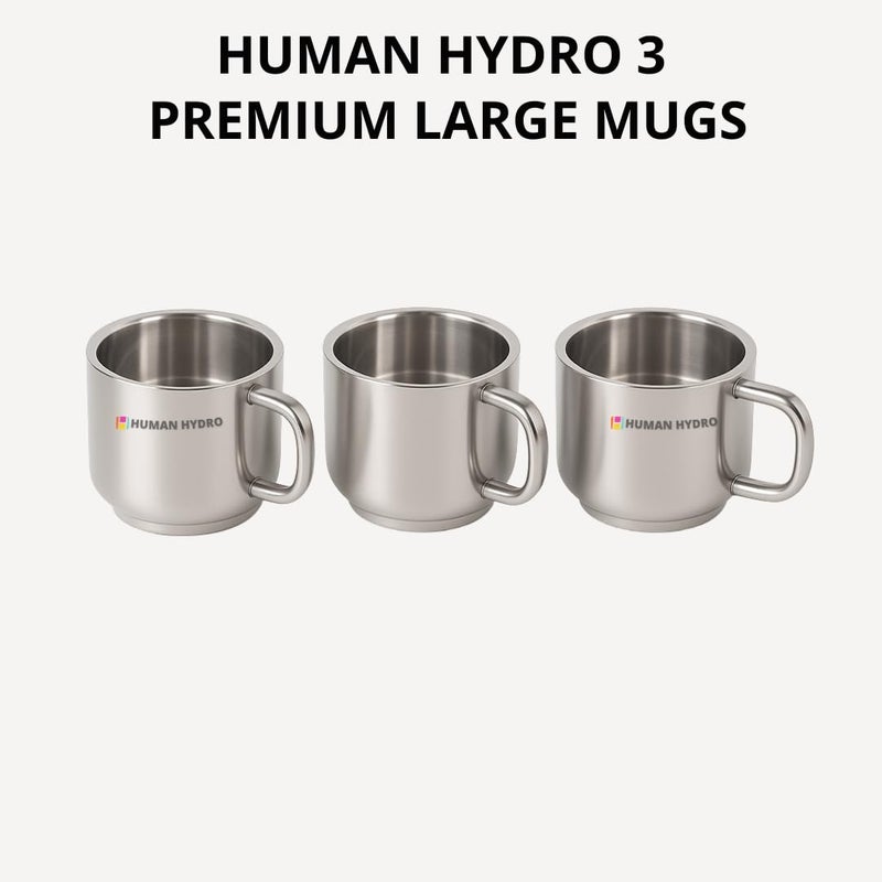Human Hydro أكواب شاي كبيرة من الفولاذ المقاوم للصدأ - مجموعة من 3 (130 مل لكل منها) | متينة، مقاومة للصدأ وحافة مانعة للتسرب | مثالية للشاي، القهوة والمشروبات - Image 2