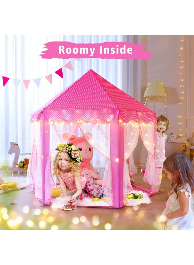 Monobeach Princess Tent Girls Large Playhouse Kids Castle Play Tent With Star Lights Toy For Children Indoor And Outdoor Games, 55'' X 53'' (Dxh) - Image 2