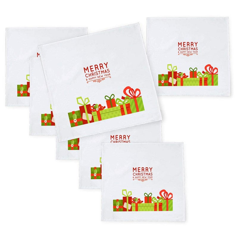 Khakee 6 Pcs Christmas Theme Tafta Silk Table Napkins 10x 10 for Xmas Decoration Christmas OrnamentsChristmas Gift npxmas283P - Image 1