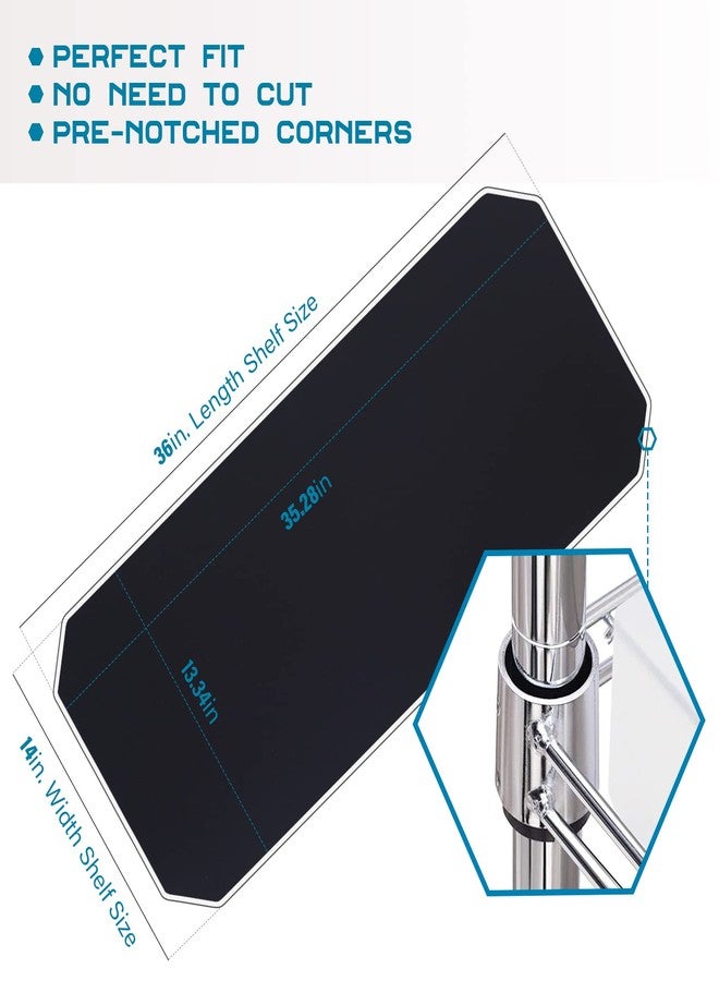 BRIAN & DANY بطانة رفوف سلكية من برايان آند داني، مقاس 14 × 36 بوصة، بطانات رفوف شديدة التحمل للرفوف السلكية، حصائر حماية مقاومة للماء، مجموعة من 5 قطع، أسود - Image 2